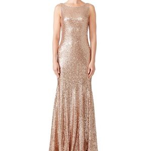 Theia gold sequin bridesmaid dress